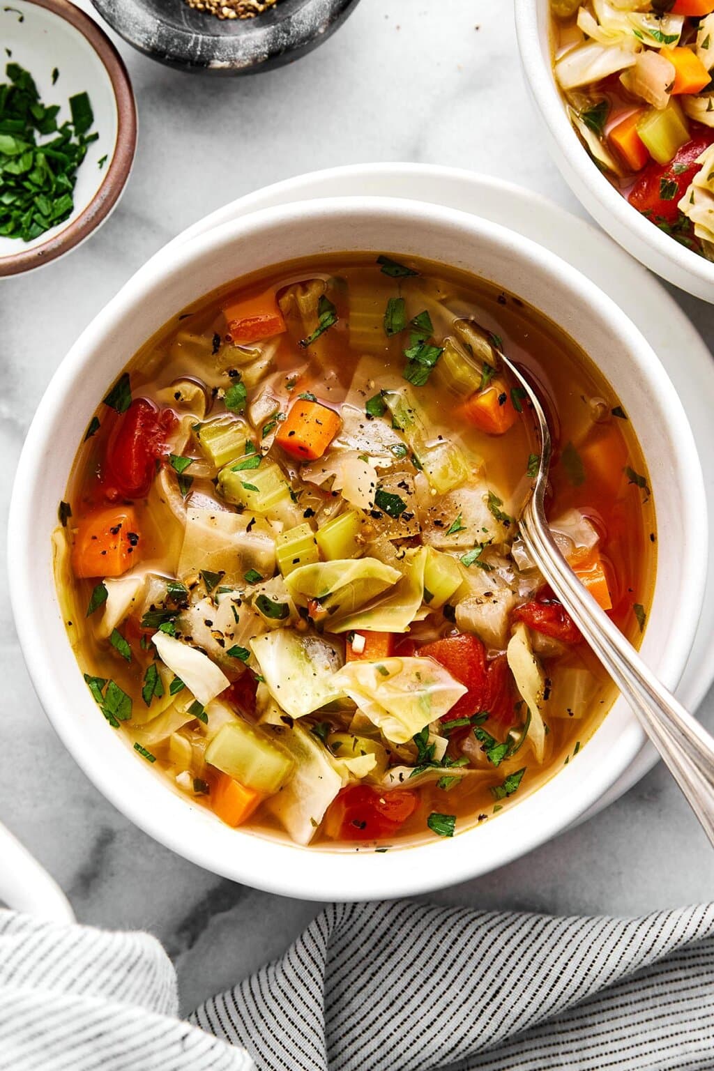 A bowl of cabbage soup.