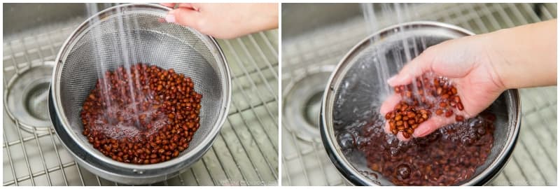 Rinse 7 oz azuki beans and discard any broken beans. Drain.