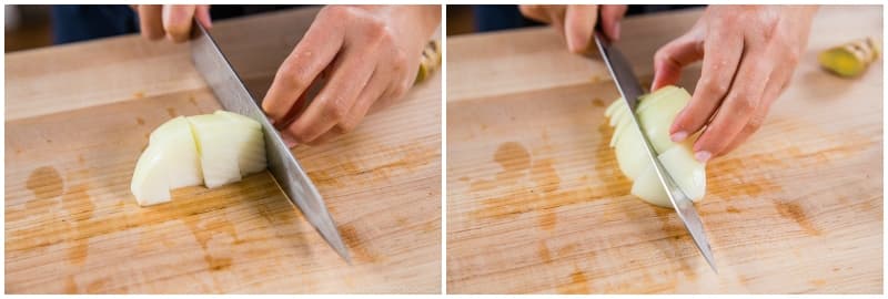 Chop ¼ onion into 1-inch (2.5-cm) pieces.