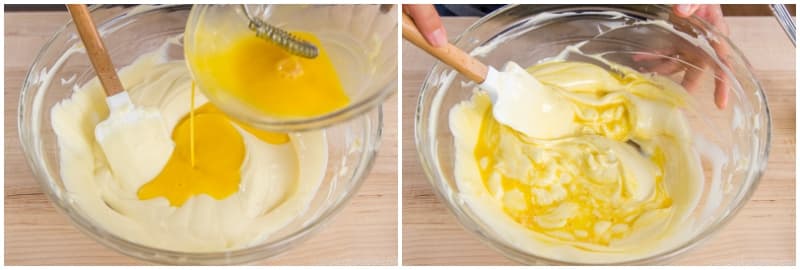 After each addition, blend the eggs with the cream cheese THOROUGHLY and COMPLETELY.