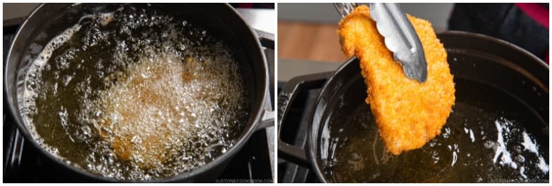 Clean the fried crumbs in the oil, then fry the second cutlet again. Remove from the pot and drain the excess oil as before.