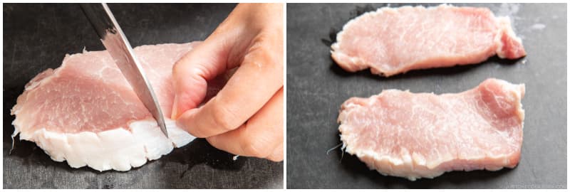 Flip the meat and make several slits on the other side of the connective tissue.