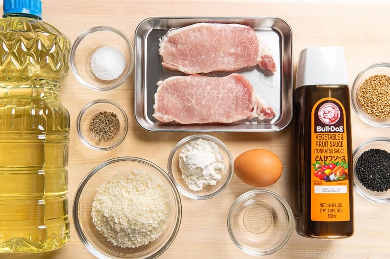 Gather all the ingredients. I highly recommend using fresh panko (called nama panko) from a Japanese grocery store, if available. If you can’t get it, follow my instructions below to make fresh panko using dried panko. Make sure to use a Japanese brand of panko from Japan. Western “panko breadcrumbs” are a bit different from authentic Japanese panko.