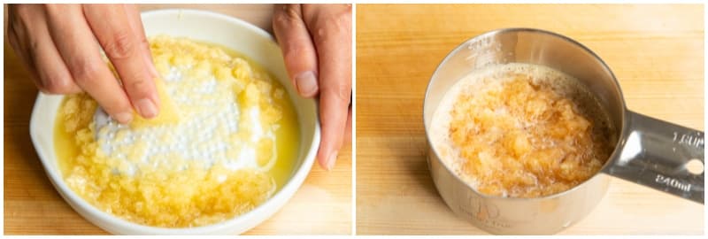 Grate the apple and set aside. Note: You also could use 1 small lunchbox apple for 8 servings.