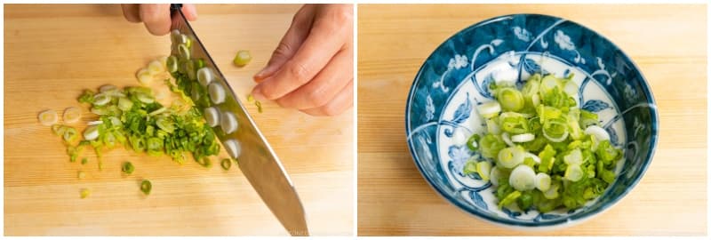 Cut 1 green onion/scallion into thin rounds.