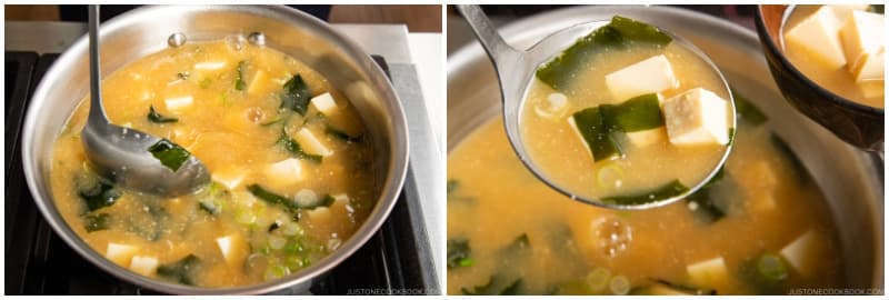 Serve immediately. Place on the right side of the table setting; you can read about this in my post Ichiju Sansai (One Soup Three Dishes).