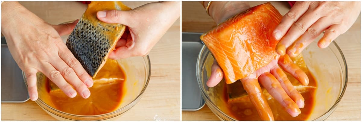 Remove all excess marinade before broiling, as miso burns easily.