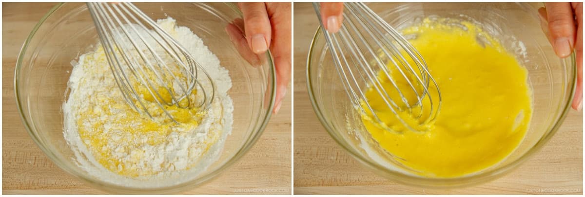 Do not overmix. Whisk just until the batter comes together. While the egg whites chill, heat a large nonstick frying pan to 300ºF (150ºC) over the lowest heat.