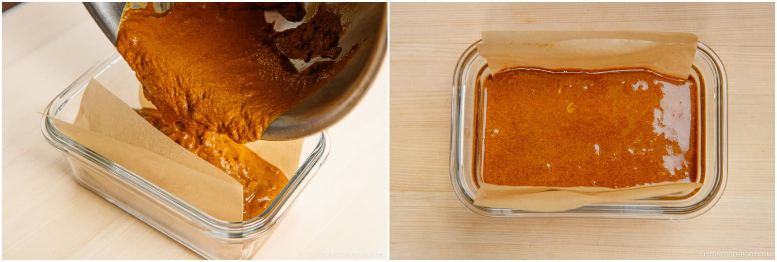 Transfer the roux to a glass or metal container lined with parchment paper. Let it cool completely on the kitchen counter, then refrigerate to solidify overnight.