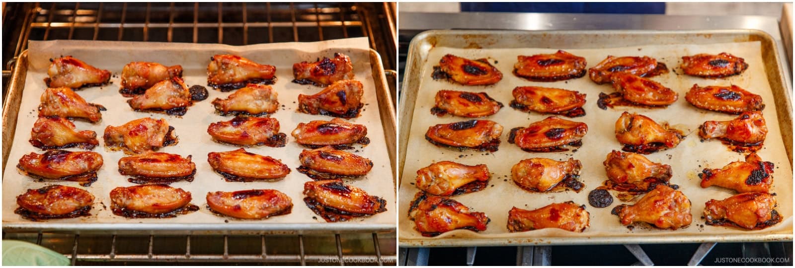 Remove from the oven once the chicken is cook through, nicely browned, and charred in spots.