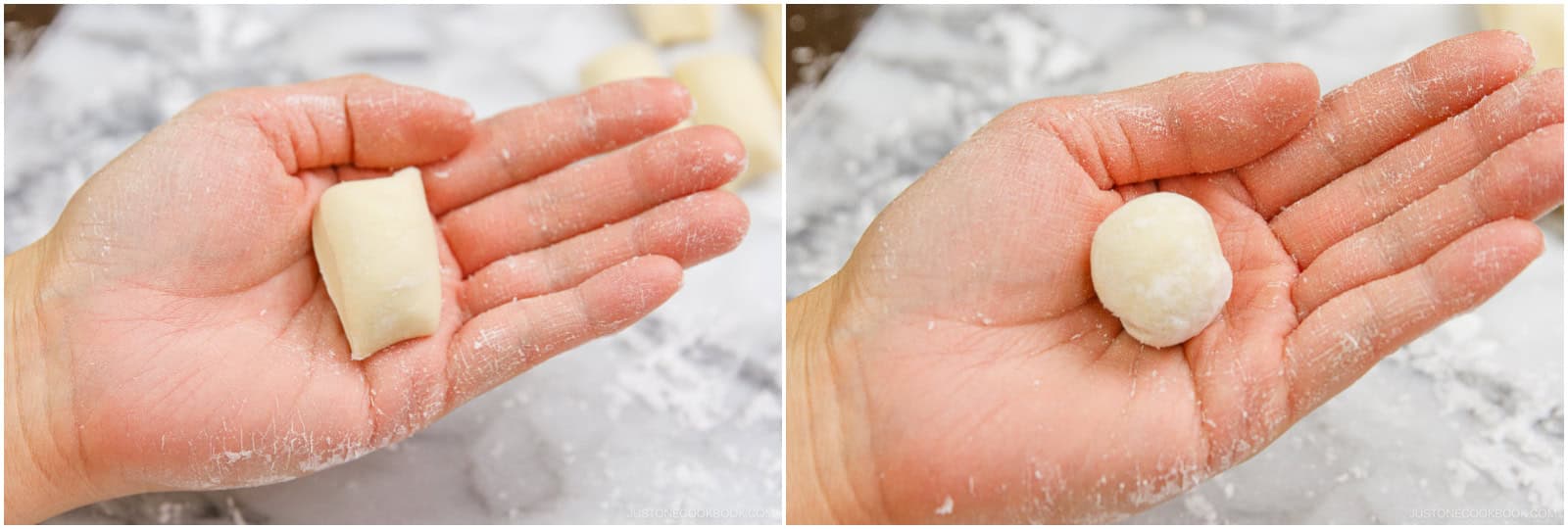Roll each dough piece into a ball.
