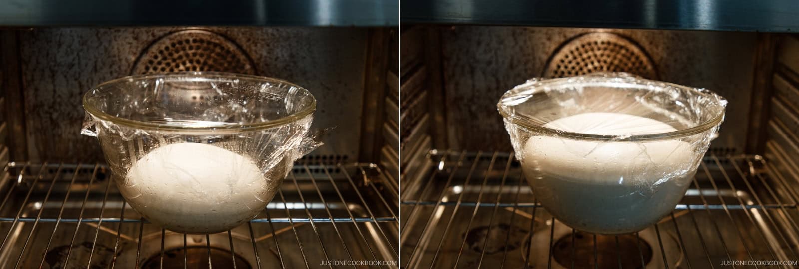 Place the bowl in a warm spot until the dough doubles in size. This typically takes 45–60 minutes, though it may take up to 1.5 hours in a cool kitchen.Nami's Tip: Halfway through, if the dough looks flat, gently reshape it into a tall dome without deflating the air.