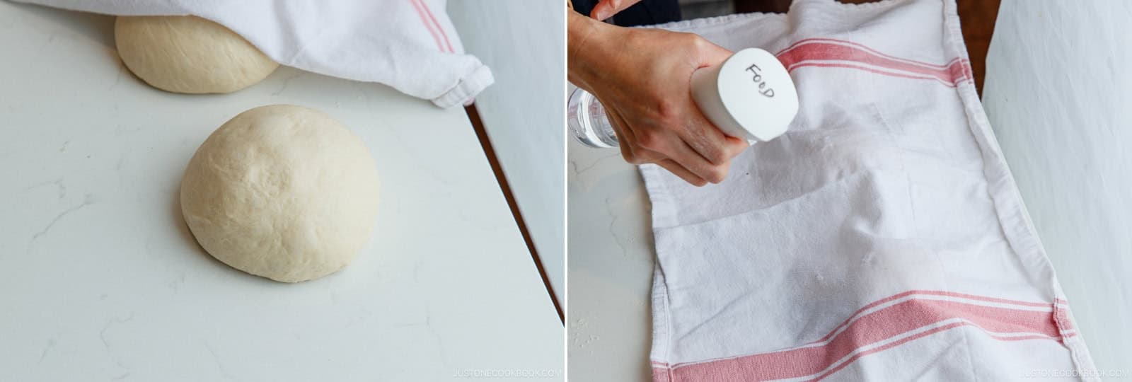 Cover the dough balls with a lightly misted tea towel and rest for 15 minutes. The dough should feel much softer and more pliable afterward.Nami’s Tip: Wring out your damp towel well before covering. A heavy, wet towel can weigh down the dough and ruin its shape.