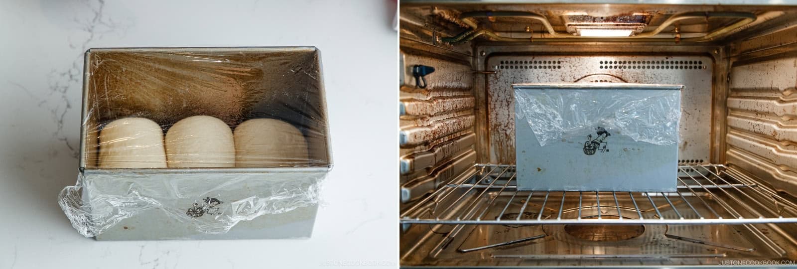 Cover the loaf pan with plastic wrap and proof in a warm place for about 1 hour, or until the dough reaches. Note: If proofing in the oven, remove the loaf pan 20–30 minutes early to allow time to preheat.Flat-topped: 75–80% of the loaf pan's height. The gap allows room for oven spring—if the dough is too high, you won't be able to close the lid, or it may overflow and get stuck.