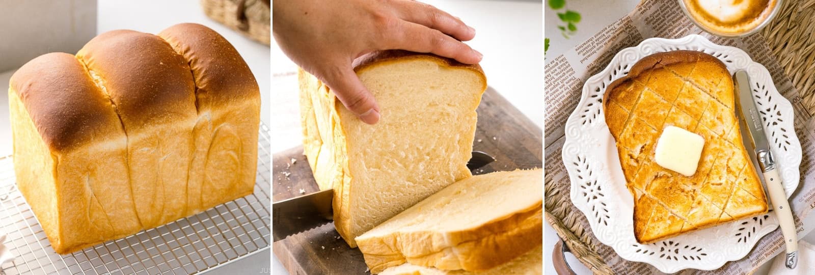 Slice the cooled bread with a bread knife. Enjoy it toasted with butter, jam, or honey, or use soft, untoasted slices for classic Japanese-style sandwiches.
