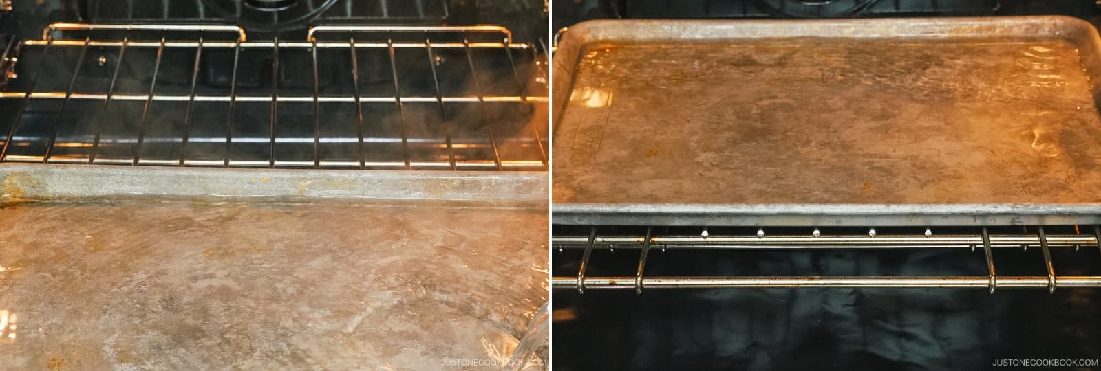 Place a large baking sheet inside the preheating oven and add hot water until it is ½ inch deep (halfway up the sides). Close the oven door.