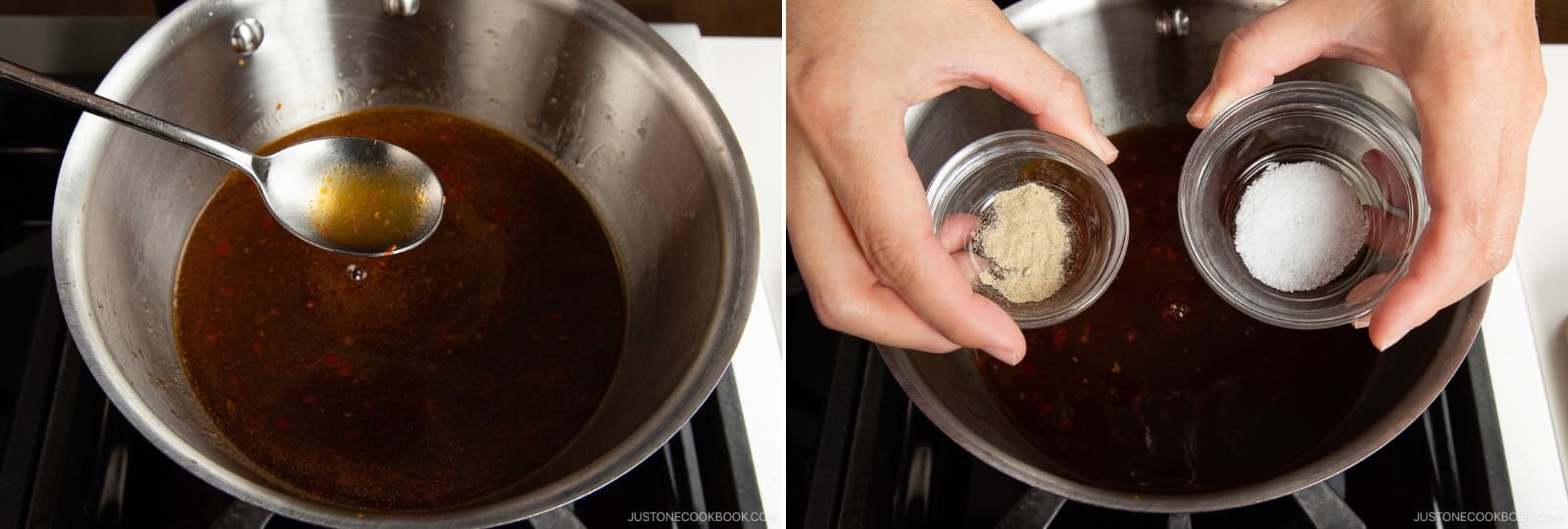 Taste and adjust the soup. Add 1 tsp Diamond Crystal kosher salt and ⅛ tsp white pepper powder. Don’t be shy with the salt—the broth will taste less salty once you add the noodles. Cover, reduce the heat to low, and keep the soup at a gentle simmer while you quickly boil the noodles.Nami’s Tip: Have the soup hot and ready before the noodles are done. Ramen should be assembled quickly so everything stays perfectly hot.