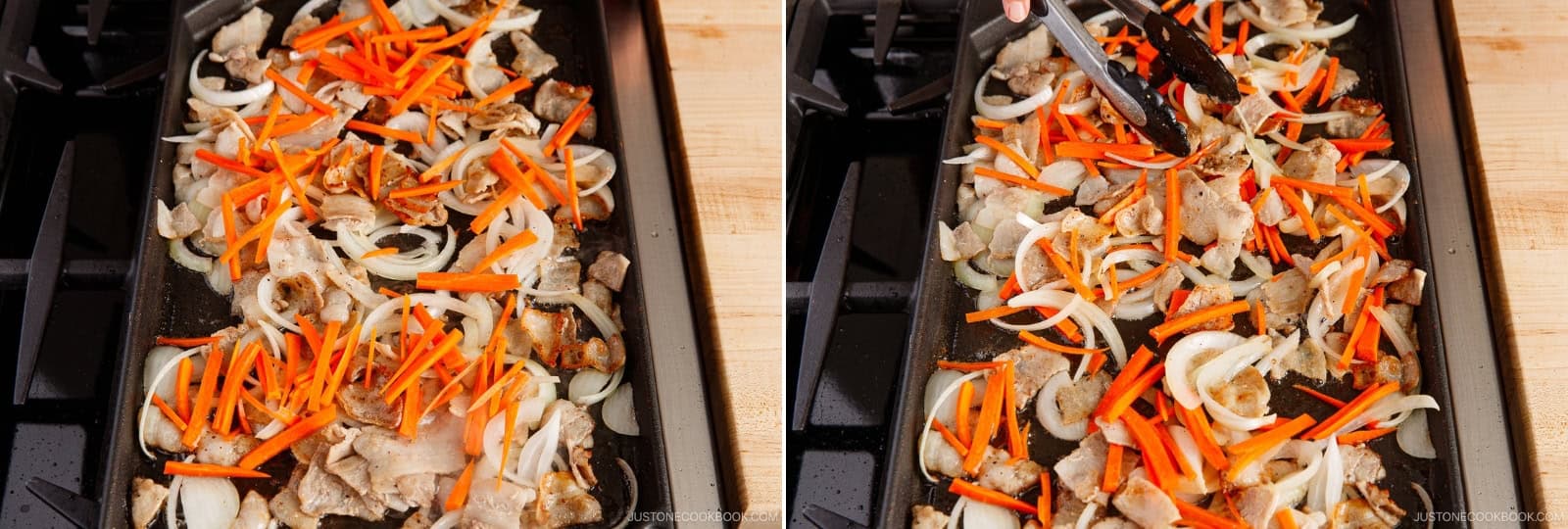 Add the carrots, stir, and cook for 1–2 minutes, until they are coated with oil and start to soften.