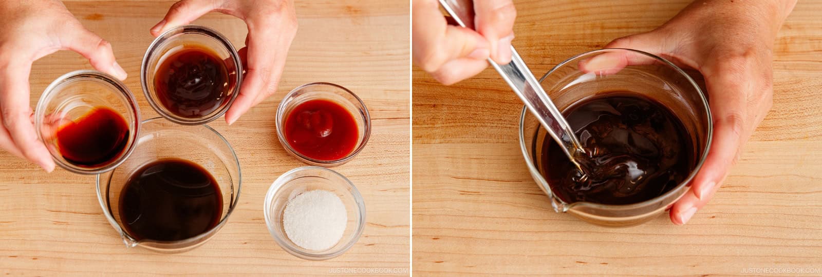 In a small bowl, whisk together ¼ cup Worcestershire sauce, 4 tsp oyster sauce, 4 tsp ketchup, 2 tsp soy sauce, and 2 tsp sugar until the sugar dissolves.Nami's Tip: Taste the sauce before using—ketchup sweetness and Worcestershire sourness vary by brand, so adjust to your liking.