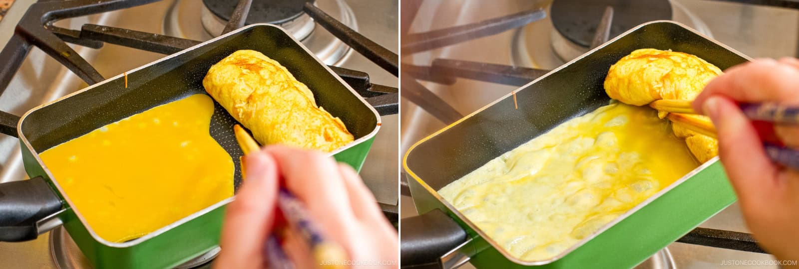 Repeat until all the egg mixture is used.