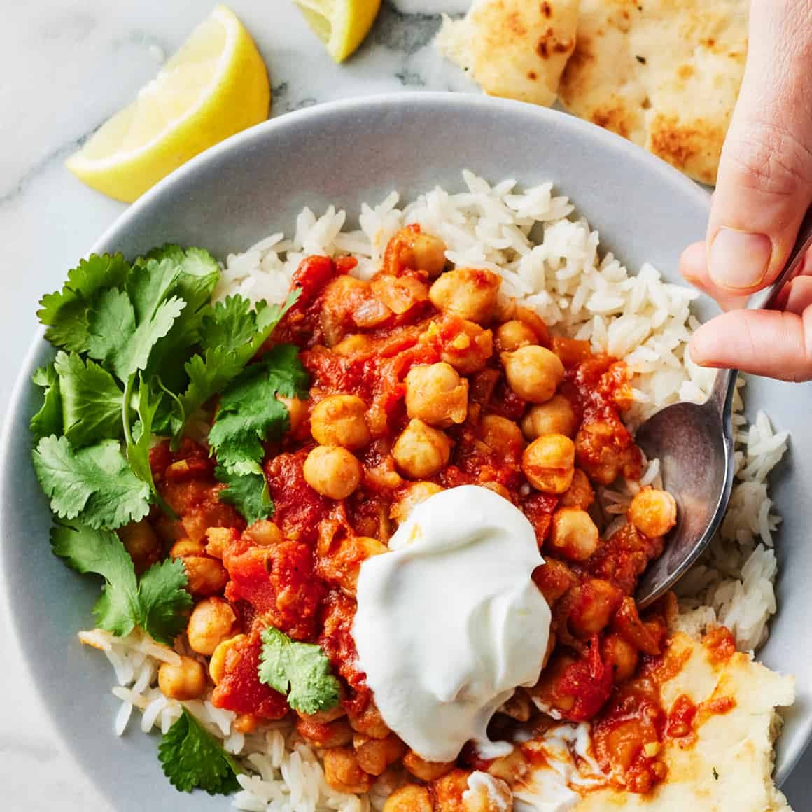 Chana masala with rice