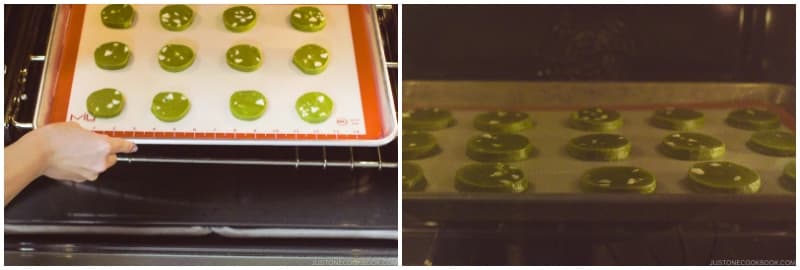 Bake the cookies at 350ºF (175ºC) for about 15 minutes, or until the edges of the cookies get slightly golden brown.