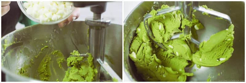 Add ¼ cup good-quality white chocolate baking chips and mix until just incorporated.